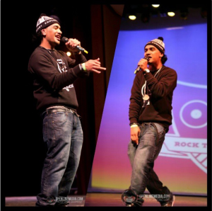 Own Sammy "Uce" Veu (left) and his friend performing at the Skyline College Theater.