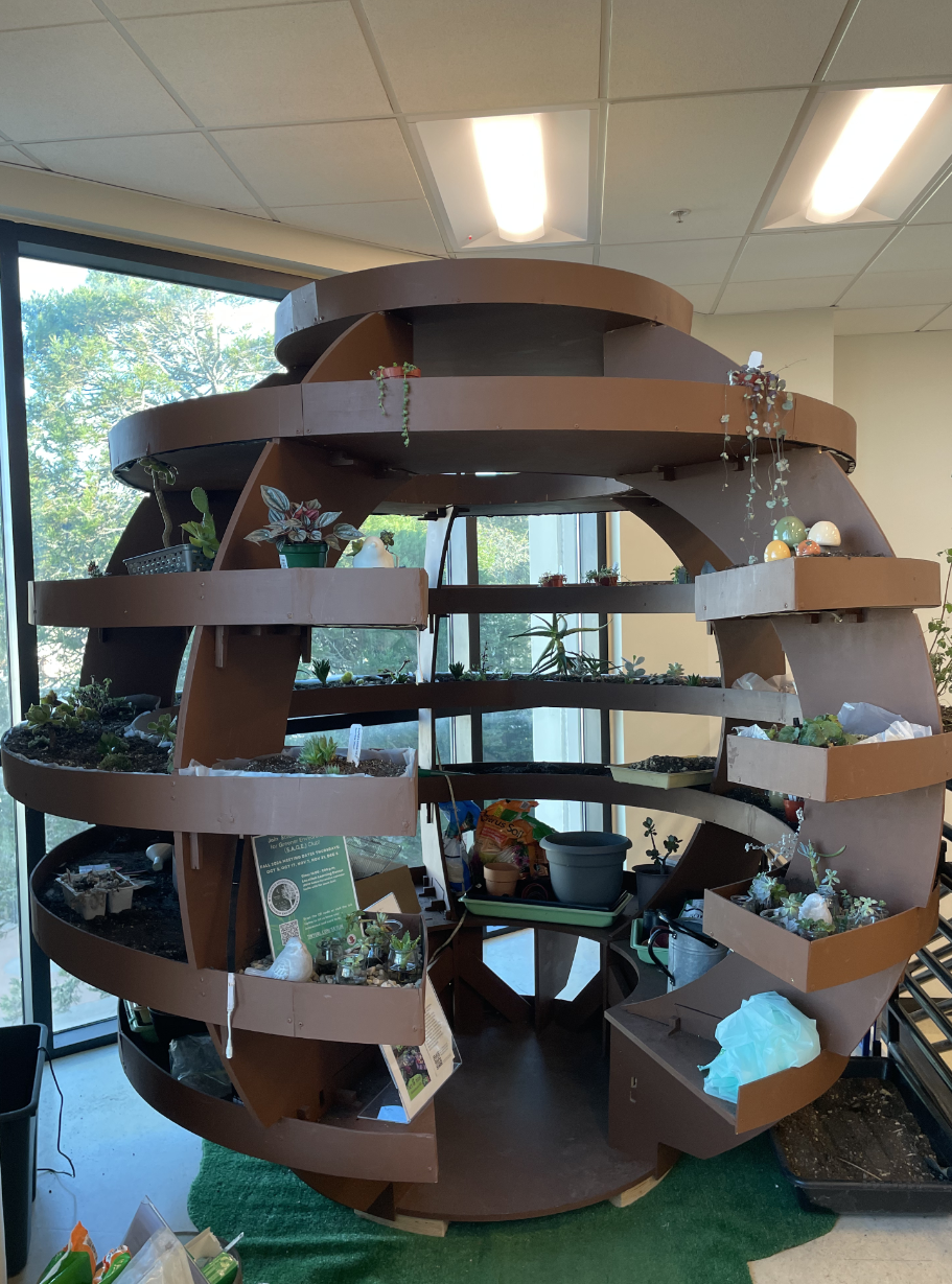 In September, Earth Day Every Day revamped the Grow Globe sculpture in Building 7 with new plants, bringing it back to life.  