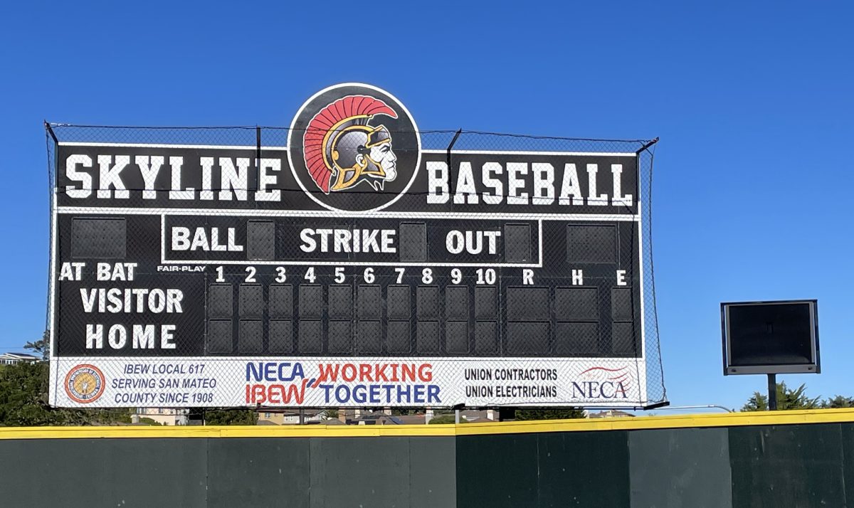 The recently installed pitch clock located to the right of the scoreboard. 