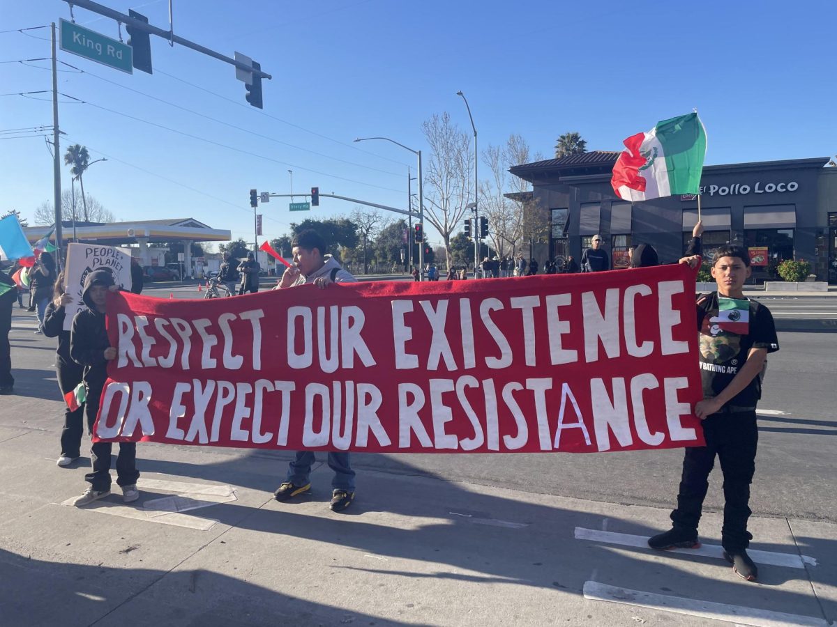 Protesters take to the streets in San Jose to protest the Trump administration's anti-immigrant policies. Courtesy of Angelica Houston