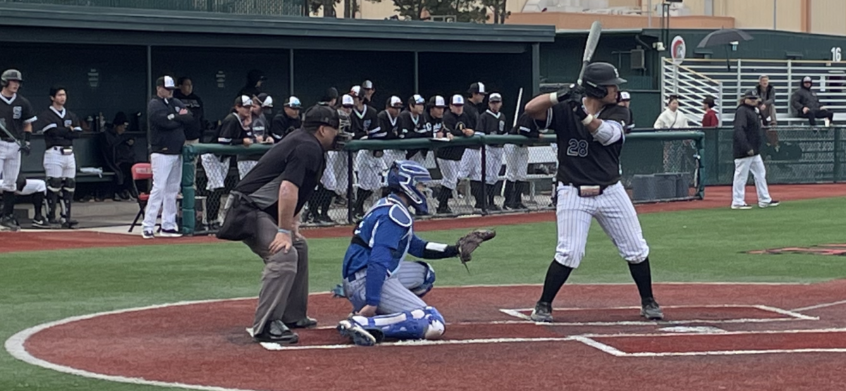 Freshman infielder Nick Tobin prepares himself at bat. 